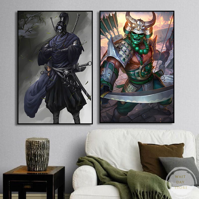 Japan samurai anime affisch bushido canvas måla japanska krigare porträtt abstrakt väggkonst bild tryck hem väggdekor