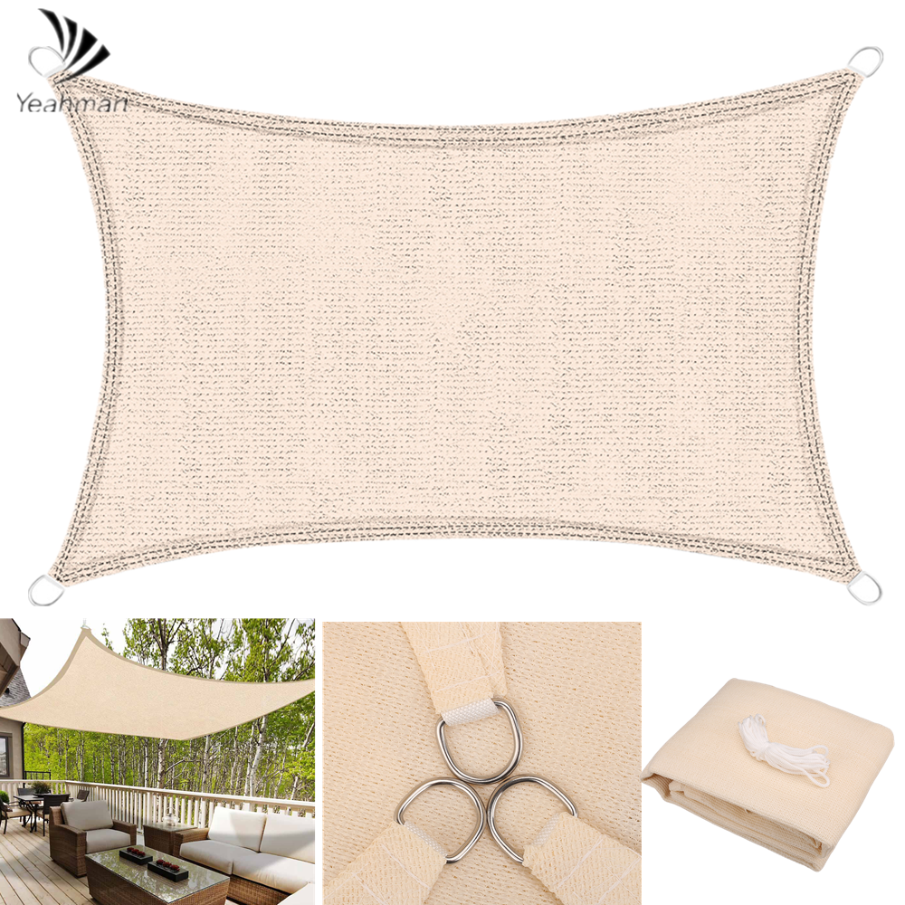 HDPE Sun Shade Sail Rectangle Canopy Sail 185gsm Cover Shade UV Bloc pour le jardin extérieur Backyard Ombrage Net Enclacement