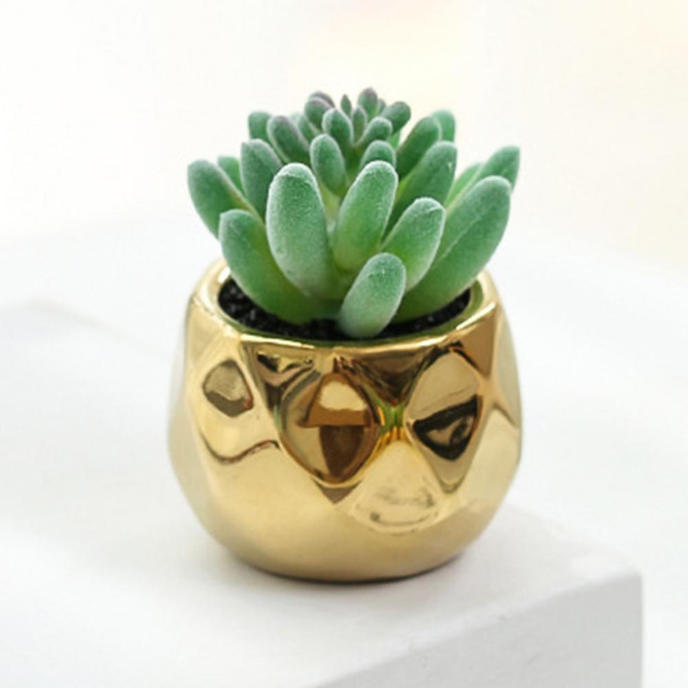 Artificial Plant Faux Succulent Decorative Vivid Golden Ceramic Pots PVC Faux Succulents Mini Potted for Garden