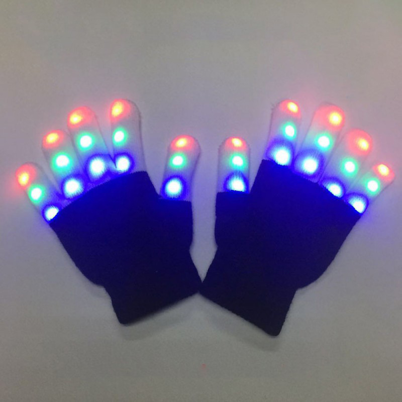 Kid LED Flashing Magic Glove Glow In The Dark Toy Light Up Finger Tip Lighting Toys For Children Novelty Party Gift