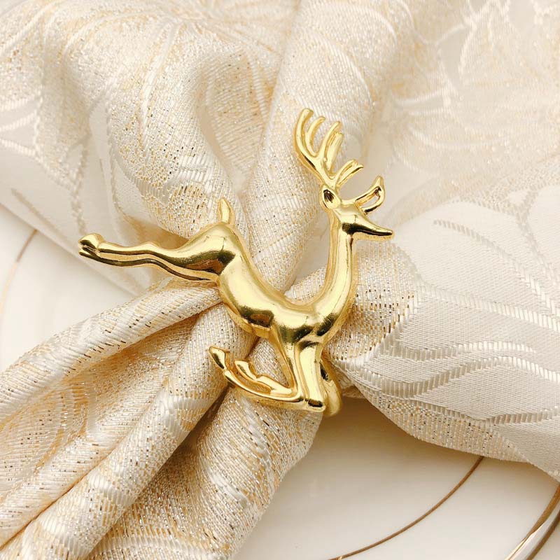 Christmas Elk Deer Napkin Rings Gold Alloy Napkin Buckle Napkin Ring Holder Hotel Restaurant Wedding Party Dinner Table De