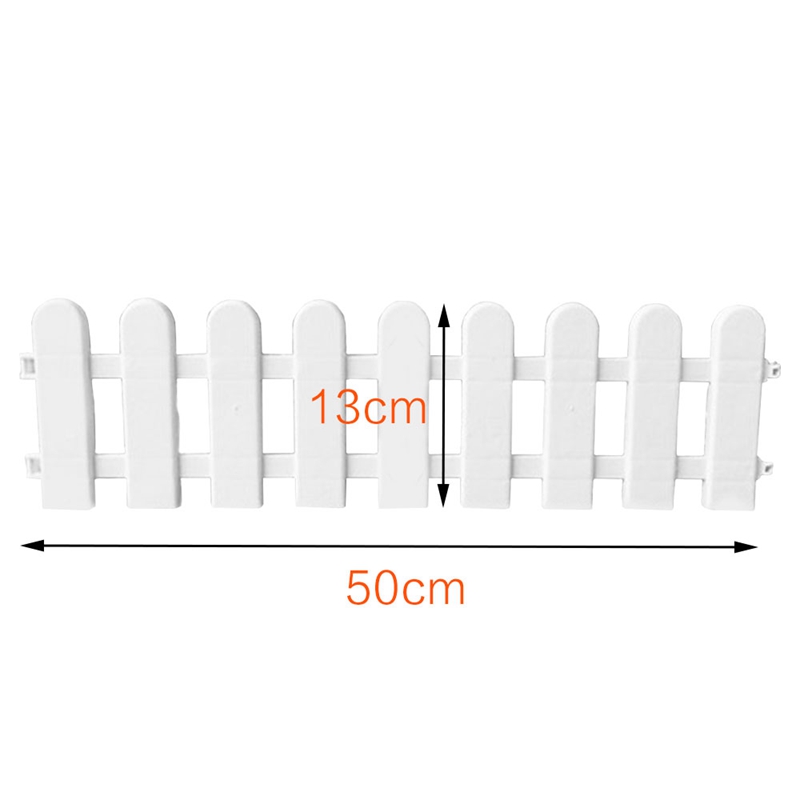 50x13cm 흰색 플라스틱 나무 울타리 안뜰 실내 정원 울타리 유치원 꽃 정원 야채 흰색 장식