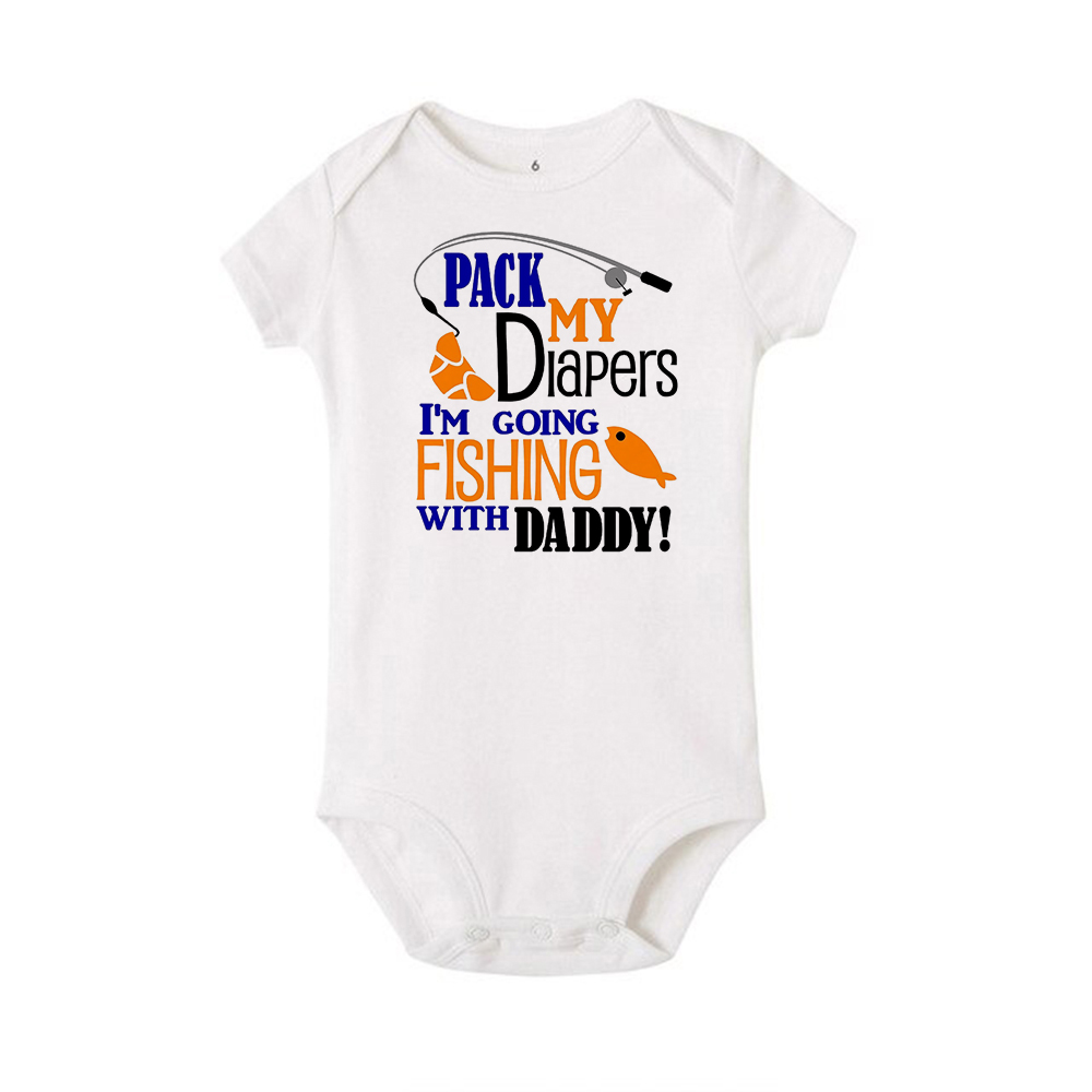 Fischereihemd Pack meine Windeln Ich fischen Ich gehe mit Daddy -Shirts Little Boy Girl BodySuit One Piece