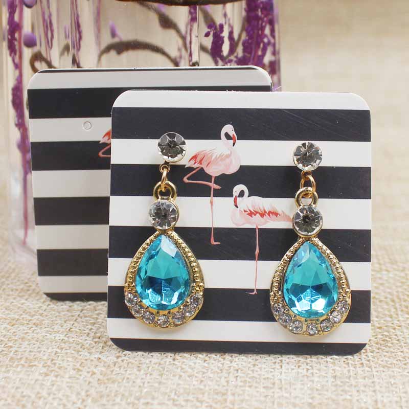 /5*5cm full color print earring display card tag paper marble/flower/dreamcatcher earring package hang card tag label