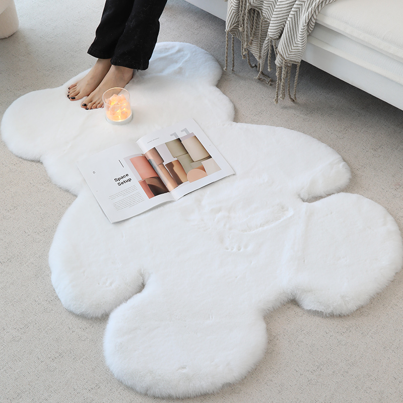 Miękkie sztuczne królicze futra dywaniczne śliczne niedźwiedzie dywany dla sypialni dzieci podłogowe matki łóżka sofa salon dywan biały dom domowy