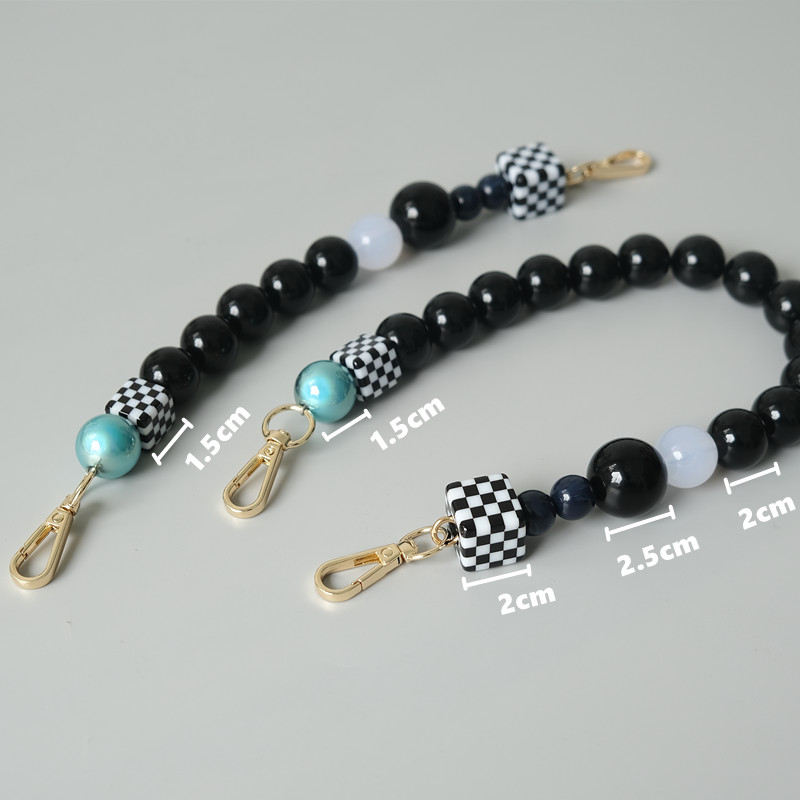 Nouvelle femme sac accessoire noir blanc bleu acrylique perles de résine pièces de bracelet fabriqué à la main