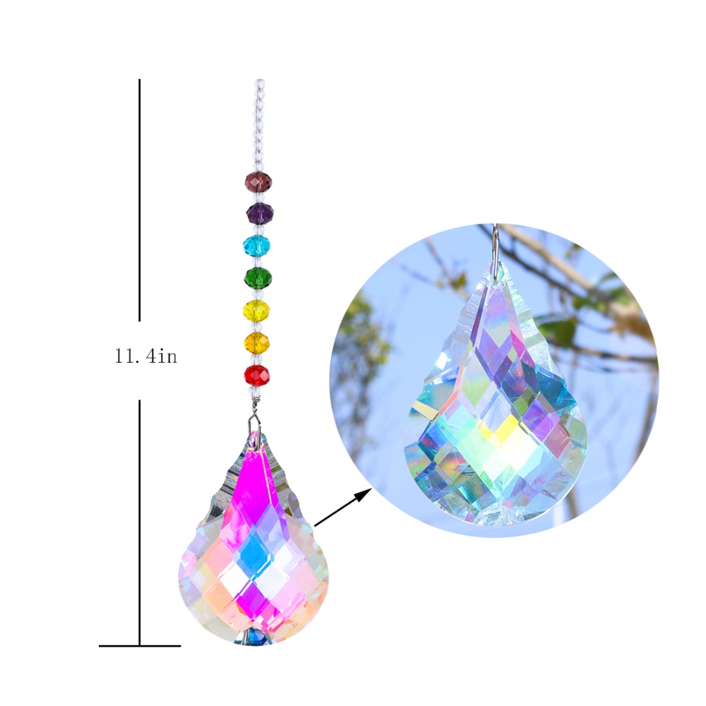 HD Chakra Crystal Suncatcher med 76mm Ab Gourd Prism tappar regnbåge Maker Craft Chain Hanging Window Prydnad Hem Trädgårdsdekor