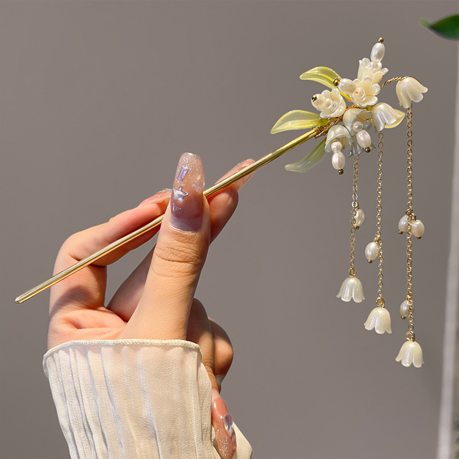 Blanc Flower Hair Sticks Forks Elegant Floral Hairpins Clips Pearl Pendant Headphypices For Women Party Hair Bun Maker Bijoux
