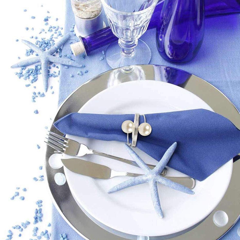 Pearl Napkin Buckle Hoop Napkin Rings Circle Serviette Holder for Wedding Hotel Supplies Table Decoration,Silver