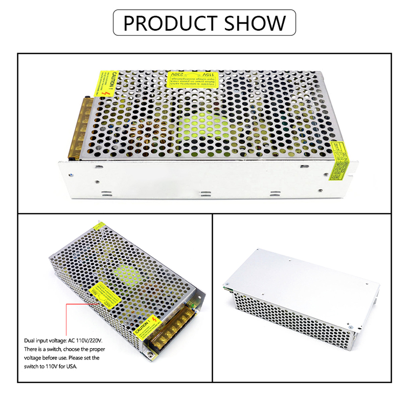 110/220V AC till DC 12V 16.7A 200W Converter Switch Mode Strömförsörjning LED-belysningstransformator Drive Adapter AC/DC-e-eventionerad SMP