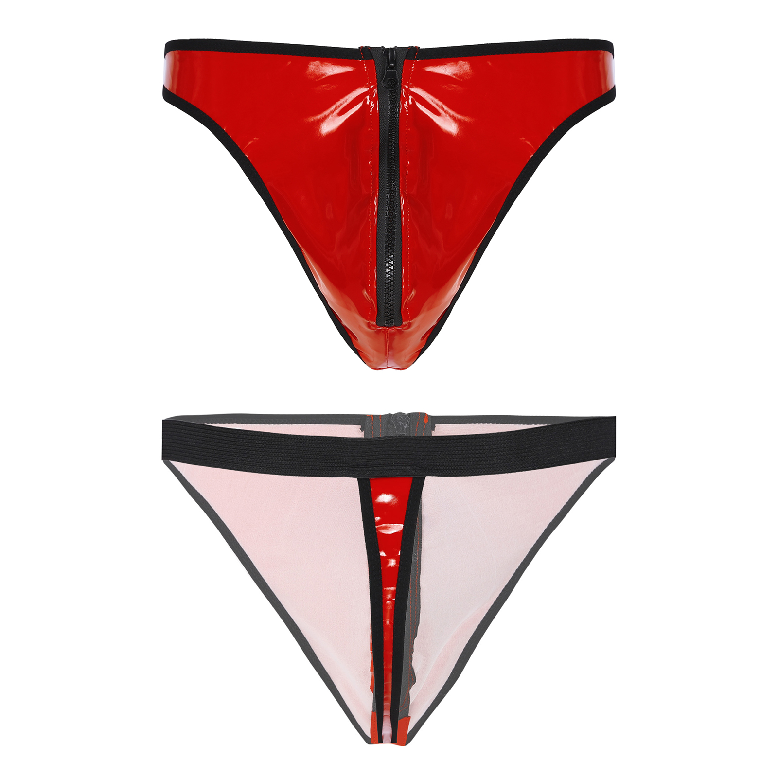 Erotische Dessous Unterwäsche Männer Latex Höschen Pole Dance Nachtclub Männlich Wetlook Patentleder Slips Low -Rise -Beutel Beutel Tanga