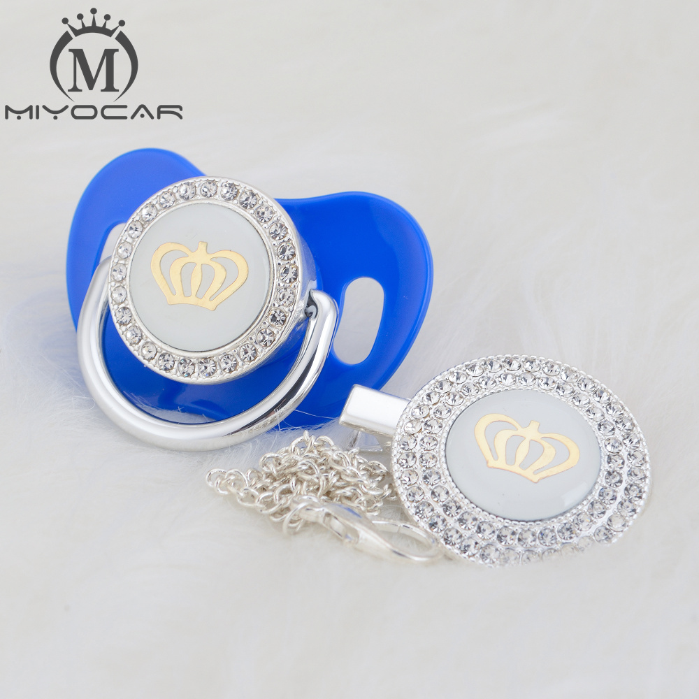 Miyocar i Silver Bling Gold Crown Bling Picchifier e Pacifier Clip BPA Bling fittizio gratis Design unico GCR2-1