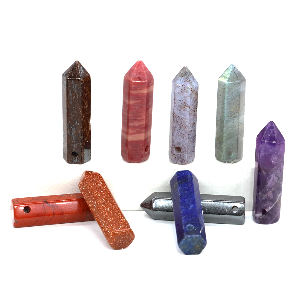 / Stone Natural Hexagonal Point Point Pendants Pendants Guérisé Energy Crystal Bullet Pendule Colliers DIY Boucles d'oreilles bijoux