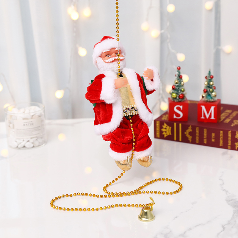 Elektrisk jultomten klättring rep stege med musik jultomten musikaliska leksaker för julgran heminredning gåvor för pojkar och flickor