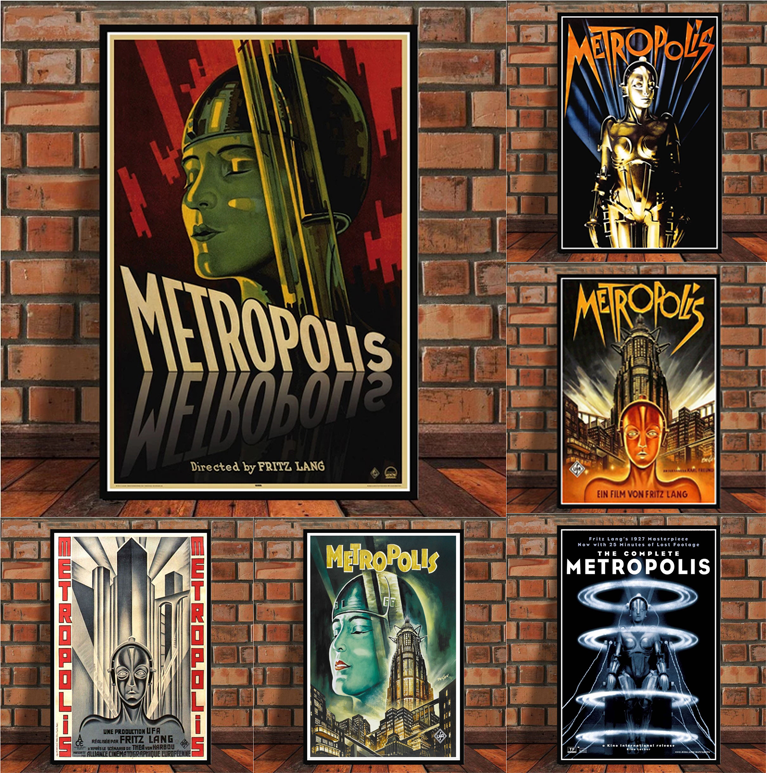 Poster ve Baskılar Metropolis Almanya Vintage Film Film Fritz Lang Retro Sanat Boyama Duvar Resimleri Ev Dekor Dekor Dekory Plakat