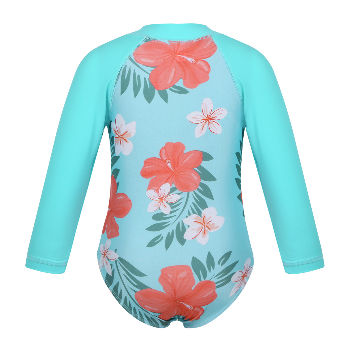 TiaoBug Baby Girls One-piece Swimsuit Long Sleeves Flower Printed Swimwear Kids Toddler Beachwear Rash Guard Child Bathing Suit