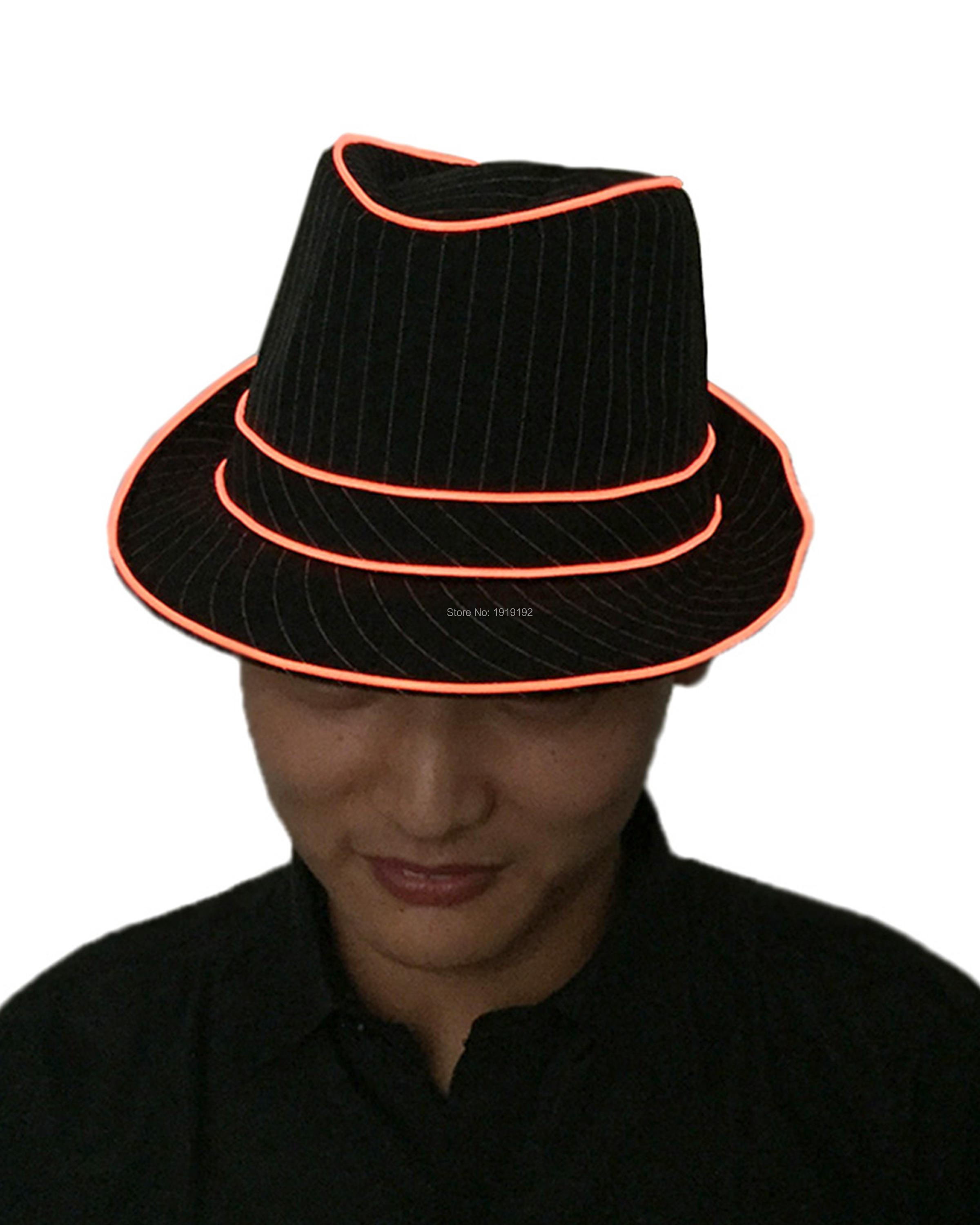 Glow Hat 10 ألوان مطابقة DC-3V LED HATS Women El Wire Gentleman Caps Hip-Hop Style Decor