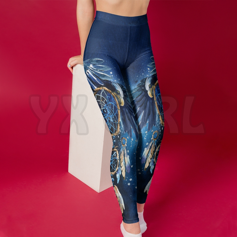 YX Girl Women's For Girl Tative Feather 3D Printed Leggingi Seksowne elastyczne żeńskie chude legginsy gotyckie joga legginsy