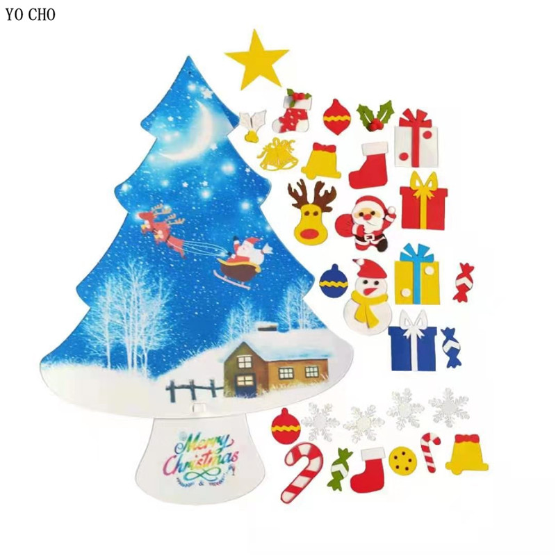 Ornamentos de Natal Papai Noel, árvore de Natal Tree Diy Felt Christmas Tree Felt Snowman para casa Navidad Ano Novo 2022 Presentes