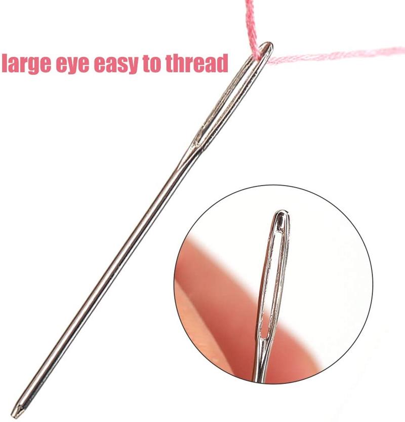 Large Eye Metal Needles Cross Stitch Knitting Crochet Hook Set With Case DIY Sewing Accessories