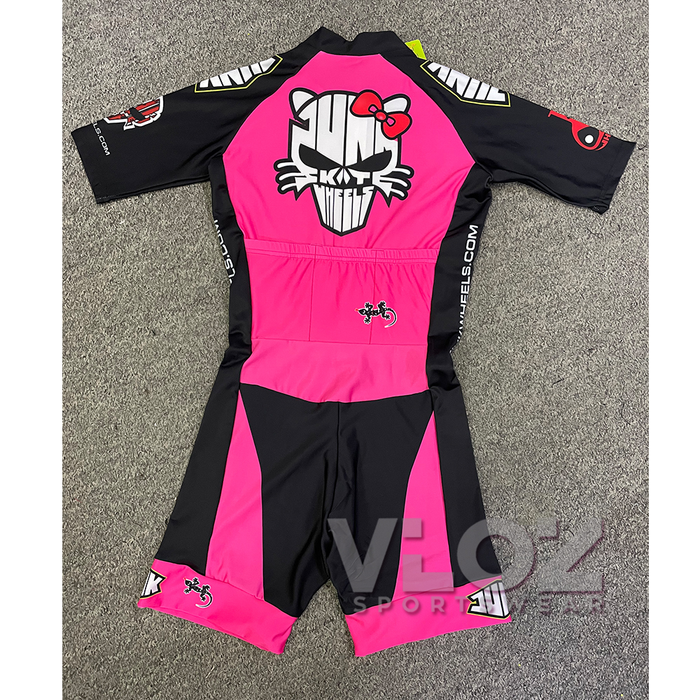 Junk Skates Pink Speed Inline Roller Skate Skinuit Outdoor Rennsuit Frauen Kurzarm hochwertige schnelle Skating -Kleidung