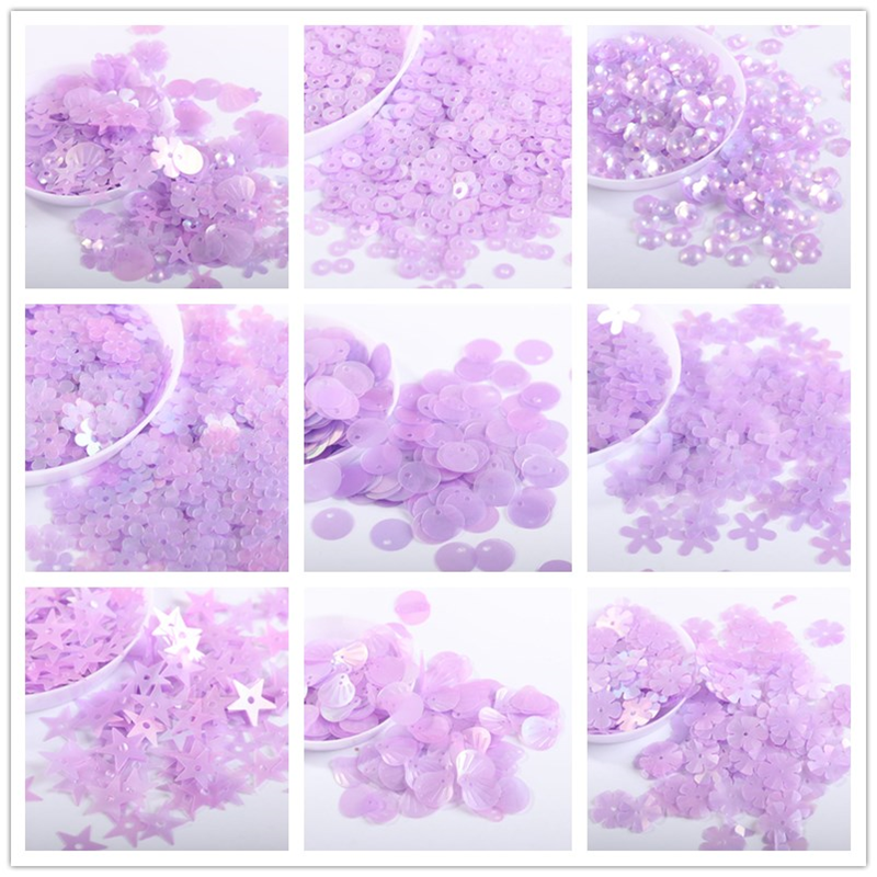 10g/back Matte purple Sequin Flower Plum Star Shell Shape Sequins Paillettes Wedding Confetti DIY Handcraft Sewing Accessories