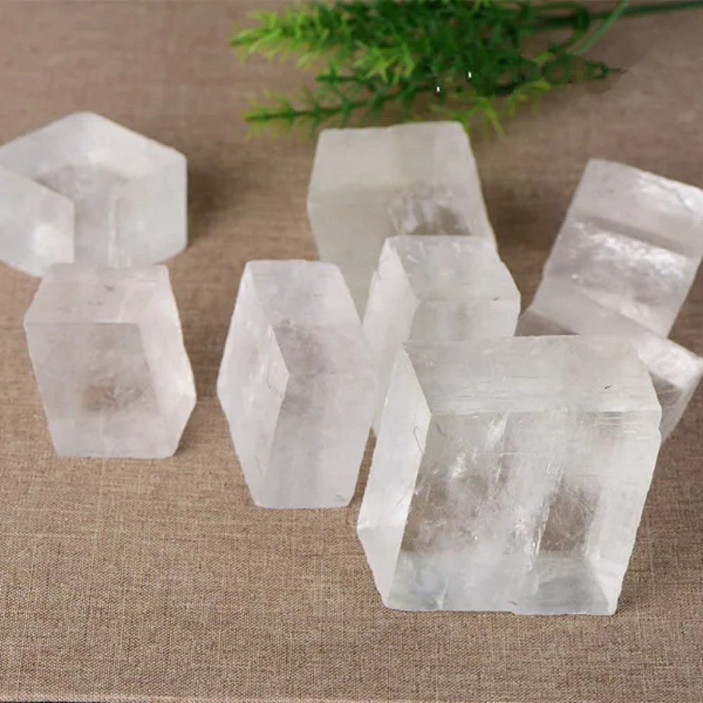 естественный большой размер квадратный кальцит камни Iceland Spar Quartz Crystal Rock Energy Energy образец заживление