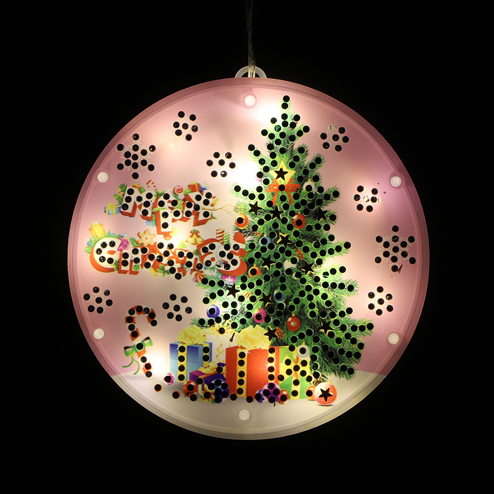DIY Diamond Målning Jul LED Hanging Lights Handgjorda Mosaik Kit Dubbelsidig Rhinestone Ritning Bildlampa Craft Decor