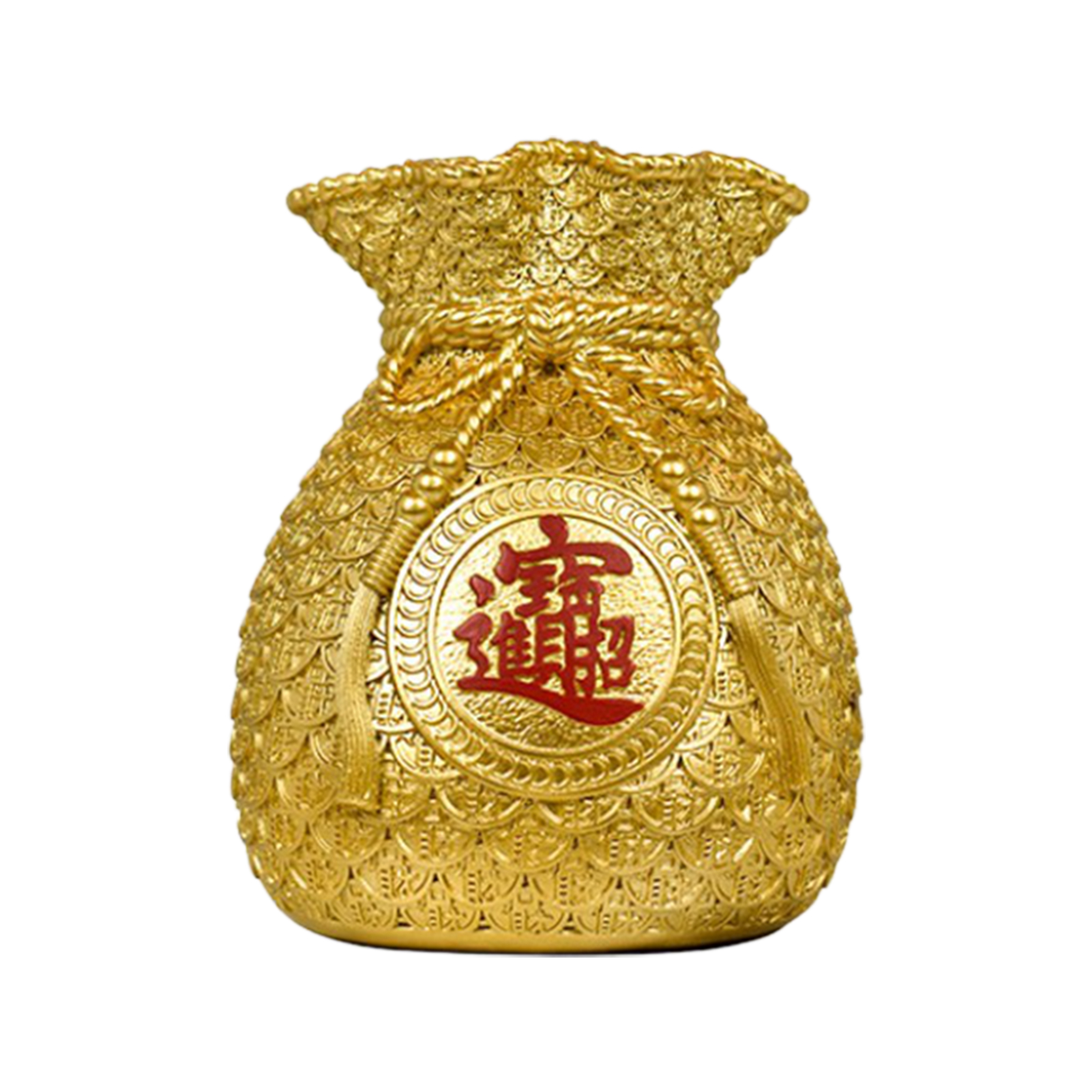 Kinesisk röd blomma vasen pengar påse formad vas välsignelse väska blommor vas harts blomma korg för förmögenhet tur