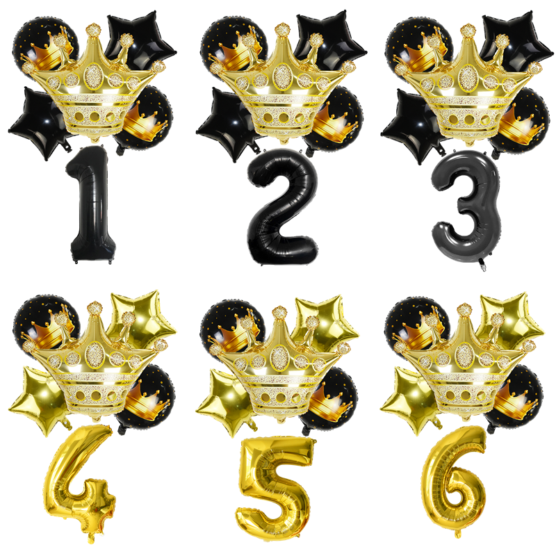 Oro nero 0 1 2 3 4 5 6 7 8 9 Numero corona palloncini bambini adulti adulti decorazioni feste di compleanno forniture gonfiabili giocattoli bambini