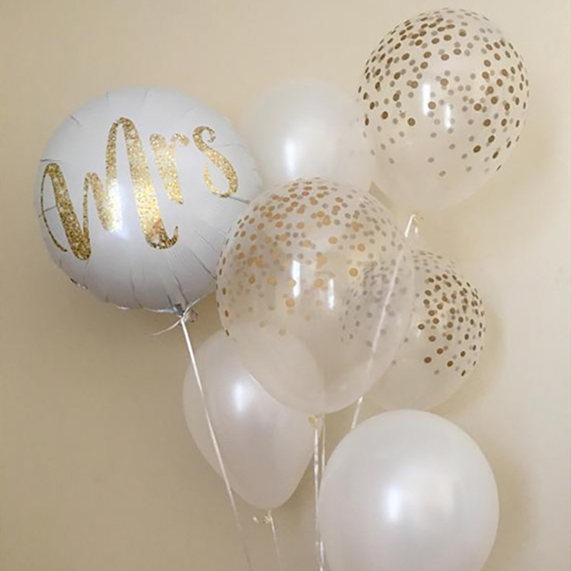 18inch Round White Gol Glitter Imprimé Mrmrs Love Foil Balloons Bride to Be Mariage Wedding Saint Valentin Air Globos Supplies