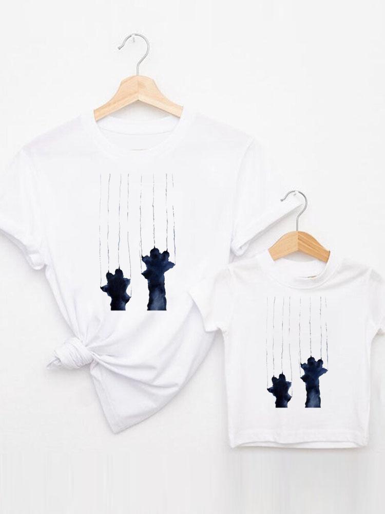 Семья футболка, соответствующая нарядам летняя женщина, ребенок, мама мама, мама, кошка, акварель, новая одежда для футболки, одежда, графическая футболка, графическая футболка