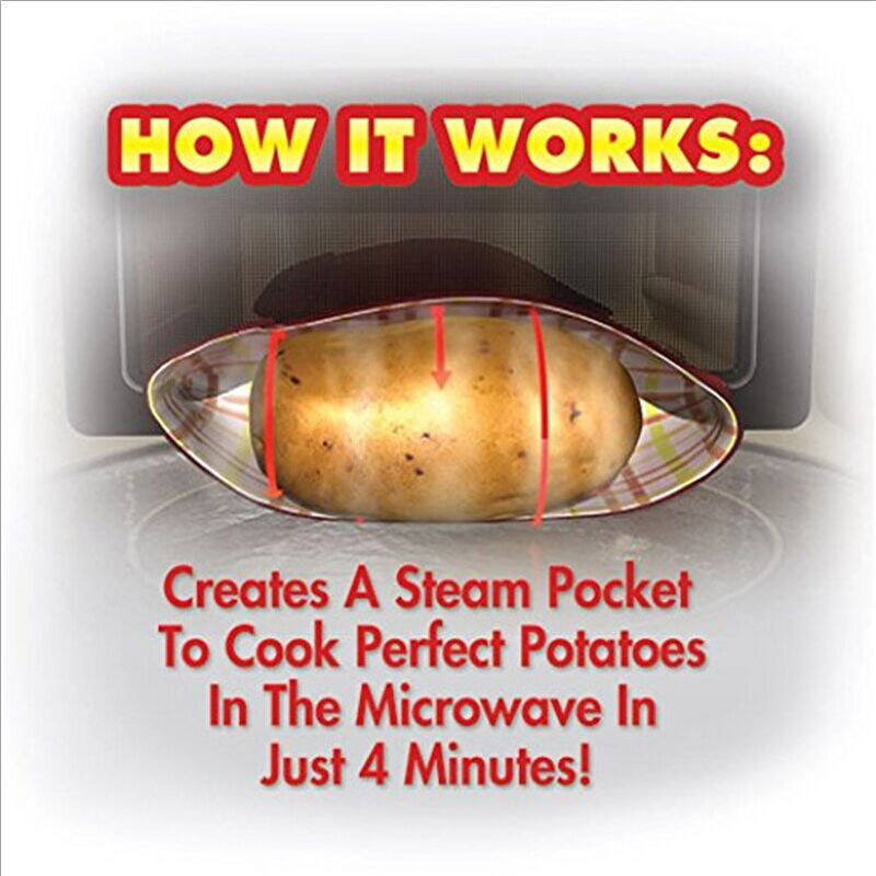 Walfos 5/洗えるマイクロ波ポテトバッグオーブン用クイック高速蒸気ポケット4分間の簡単な調理
