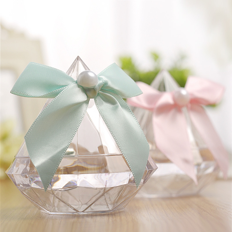 Hot New Candy Box Food Grade Transparent Plastic Diamond Shape Candy Box Container Wedding Halloween Children Food Storage