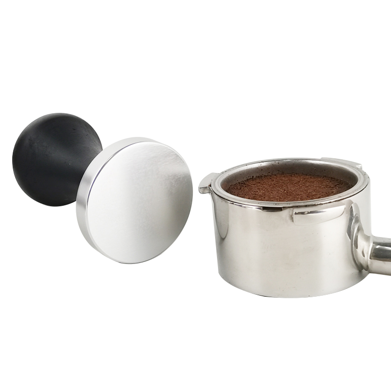 Manejo de madera Coffee Powder Tamper Hammer Tampers de base plana Mat de 51 mm/53 mm/58 mm Herramienta de café Taca de tazas de matinero Espresso Accesorios