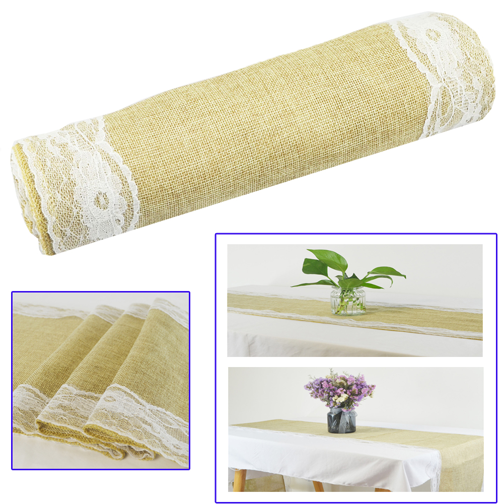 Rustique Lace Table Runner Natural Imitated Burlap Burlap Country Style Table Runners Wedding Anniversaire Baby Shower Party