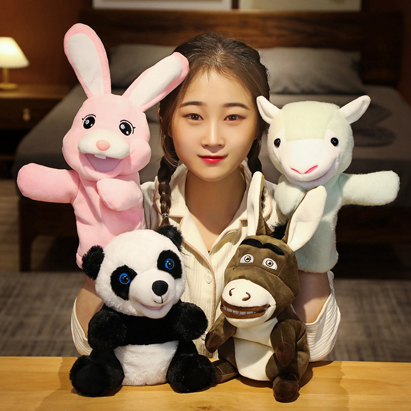 Марионетка ручного пальца каваи животные плюшевые куклы образовательные детские игрушки кролика кроличьи кролик alpaca inkey panda мягкая игрушка подарок куклы