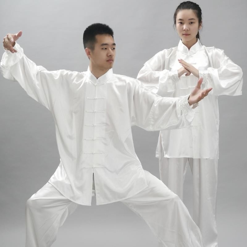 Блестящий атлас тай -чи униформа Wushu Kung Fu Костюм боевых искусств Крылак Кюн Куртка и штаны Форма боевых искусств