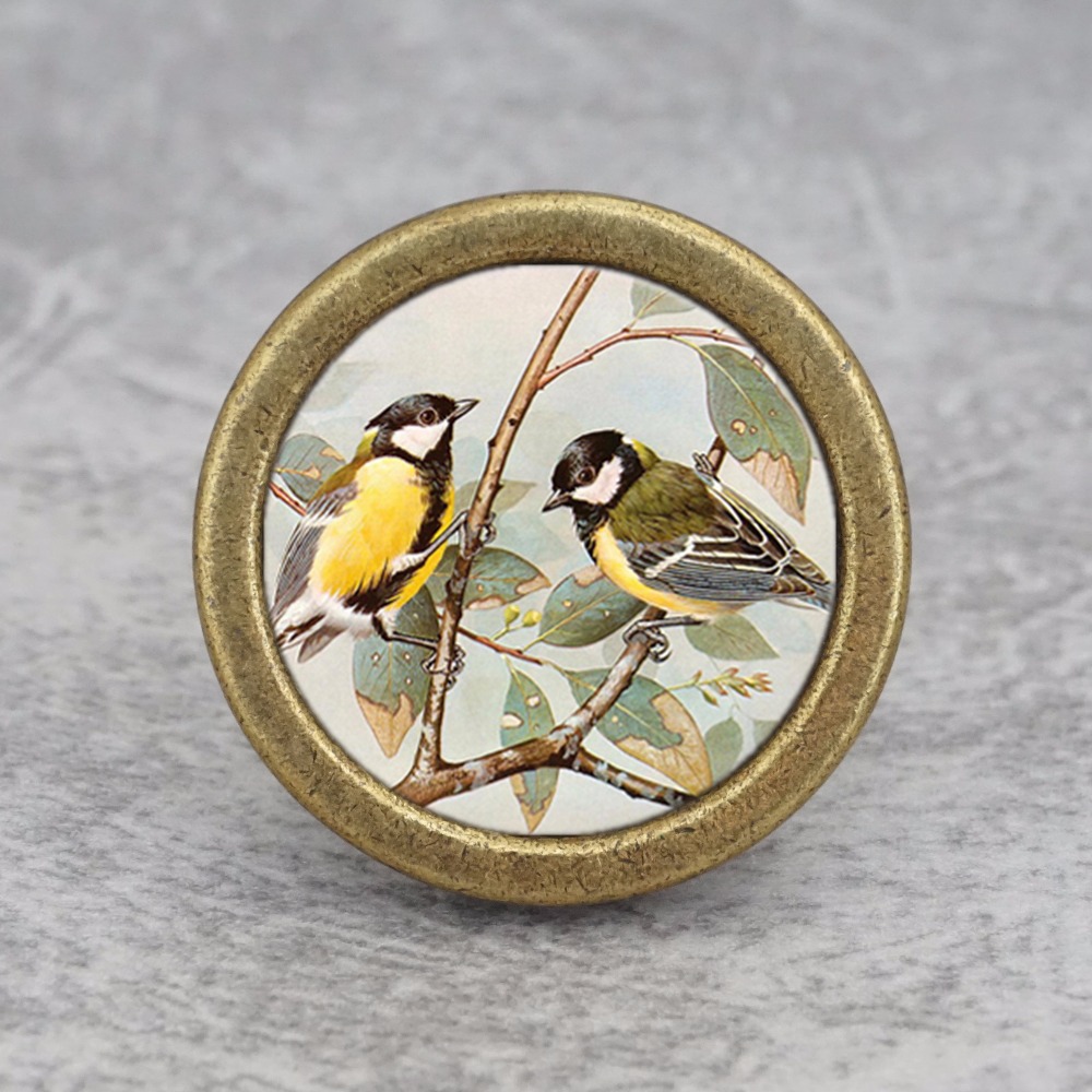 Dois pássaros-botões de puxadores de gabinete vintage maçaneta de mobília de arte diy mobiliário puxa bronze antigo hardware da cômoda de prata