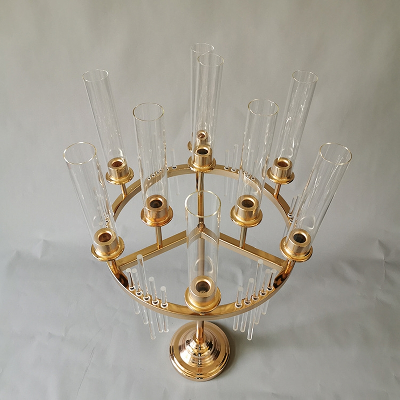 Metal Candlestick Candelabra Candle Holders Stands Wedding Table Centerpieces Flower Vases Road Lead Party Decoration