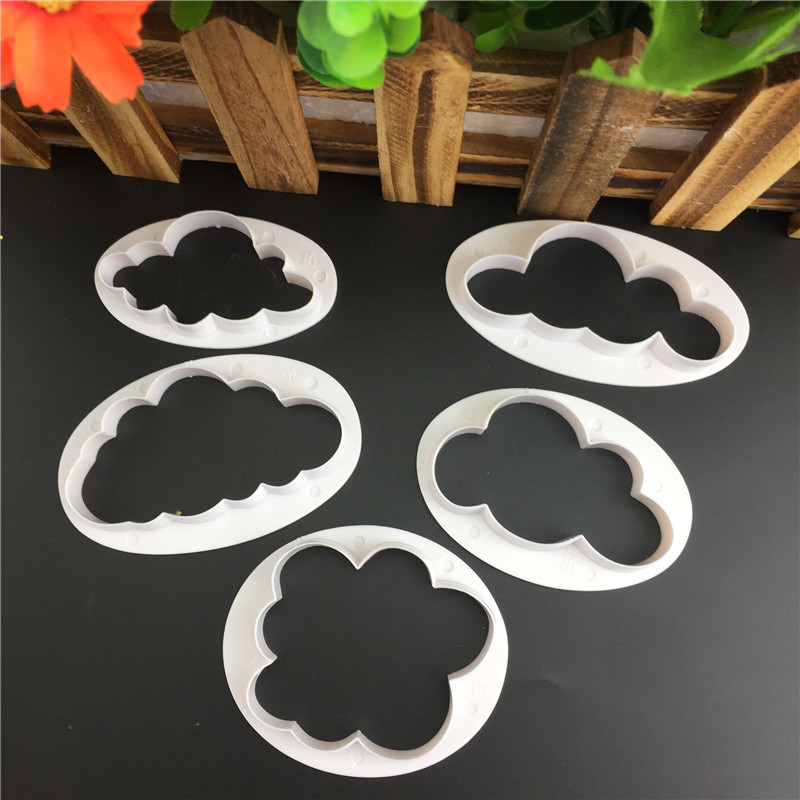 5 -stcsPlastic Fondant Cutter Cloud Cookie Cutter Custom Made 3D Gedrukte Fondant Cookie Cutter Biscuit Mold Cake Decorating