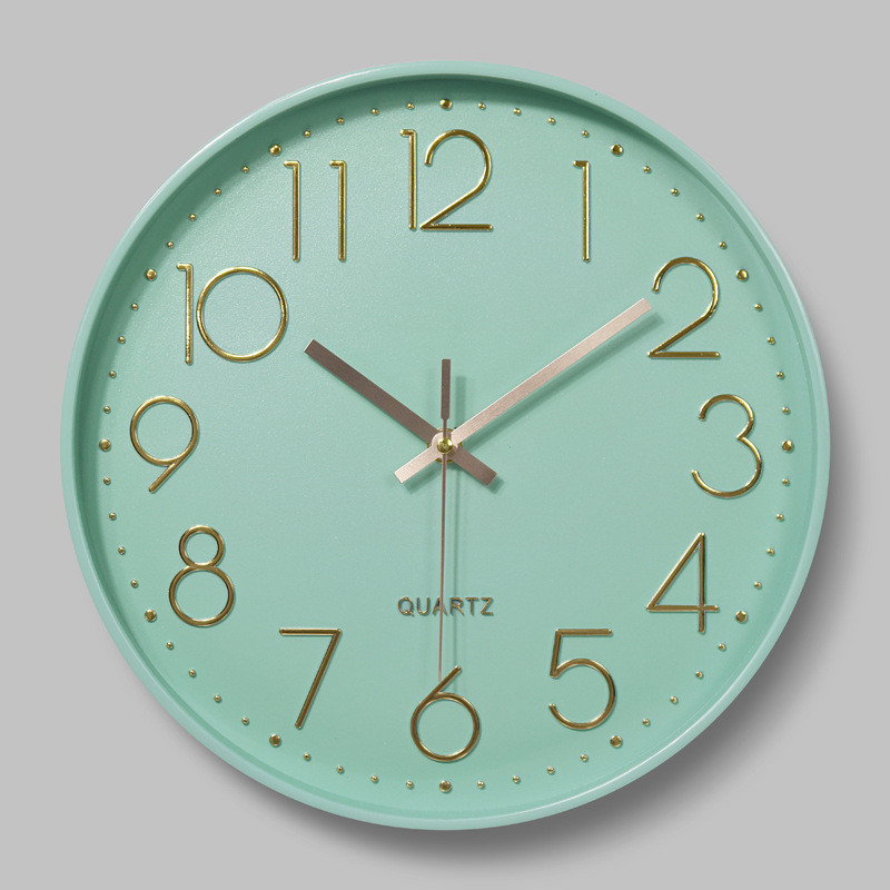 12 tum Mint Green Nordic Wall Clock Minimalist Tjock Border 3D Clocks Reloj de Pared Home Decoredorations For Youth Room