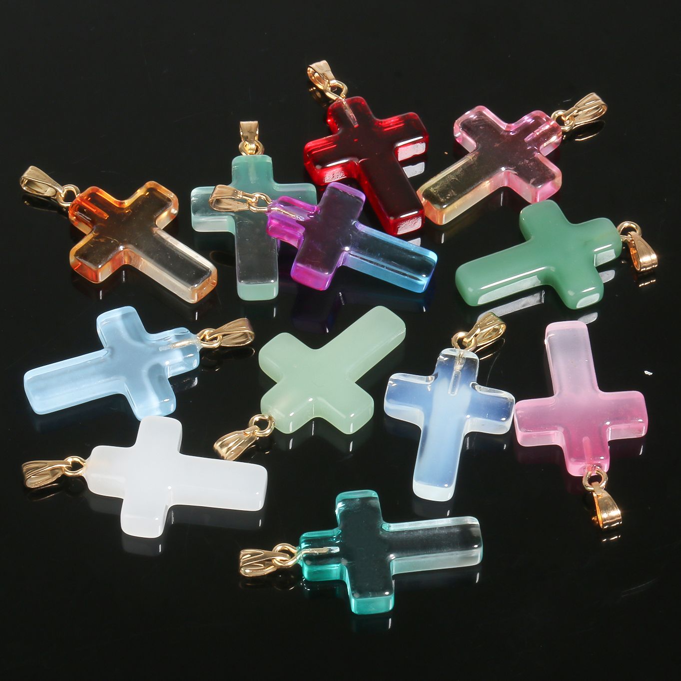 / 18x25 mm Colorful Cross Shape Lampwork Crystal Glass Charms Pendant pour bricolage Collier Boucle Pendre Accessoires