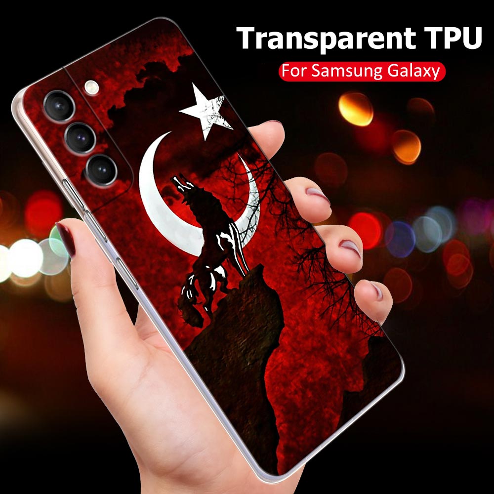 Custodia telefono Samsung S22 S9 S10 S23 S20 S21 Plus Lite Ultra Fe 4G 5G Copertina di silicone morbido Flag Turchia Antalya Wolf