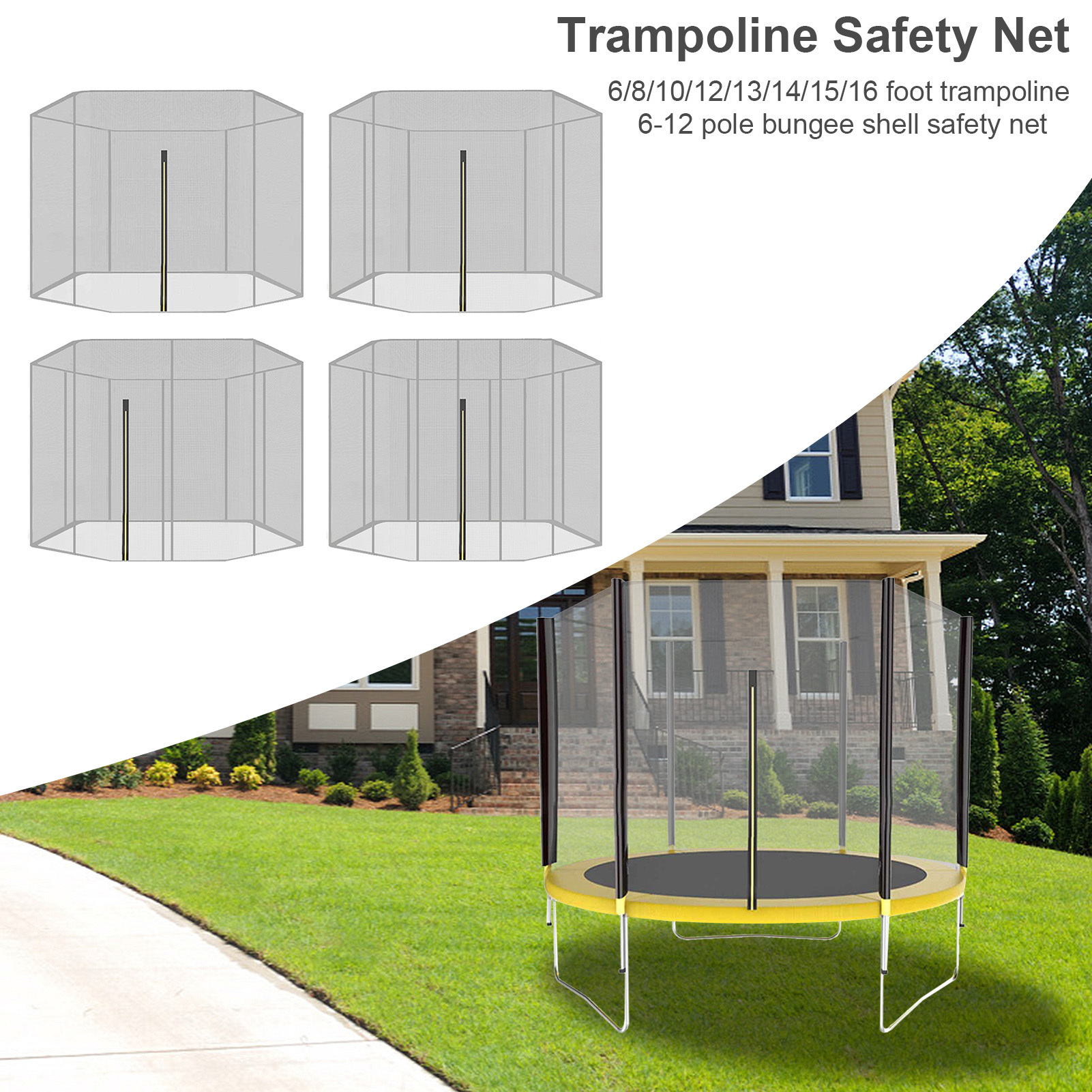 Outdoor Trampoline Safety Bezpieczeństwo Wymiana netto Załącznik Bezpieczeństwo Netto wewnętrzne SAFE SAFE NET 1,83-4,88 m tylko netto