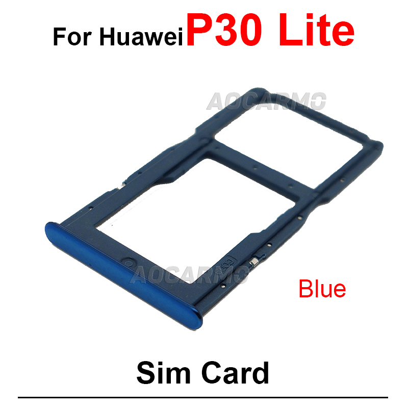Huawei P30 Lite P30Lite SIMカードトレイスロットホルダー交換部品ブルーブラックの