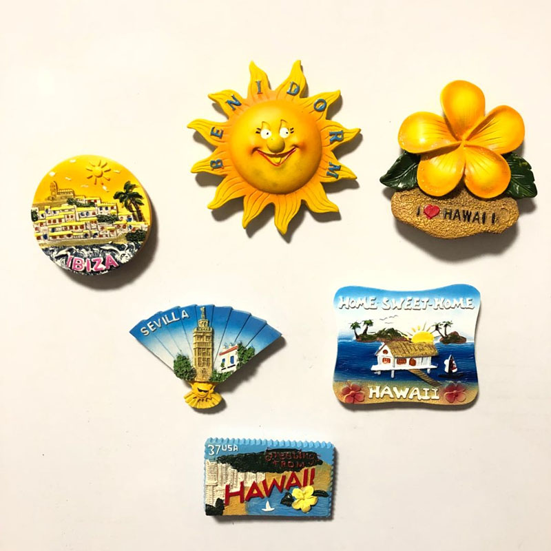 Magneti frigorifero ibiza bendam hawaii siviglia ventola floreale frigorifera adesivi magneti campeggi di viaggio souvenir magnetico