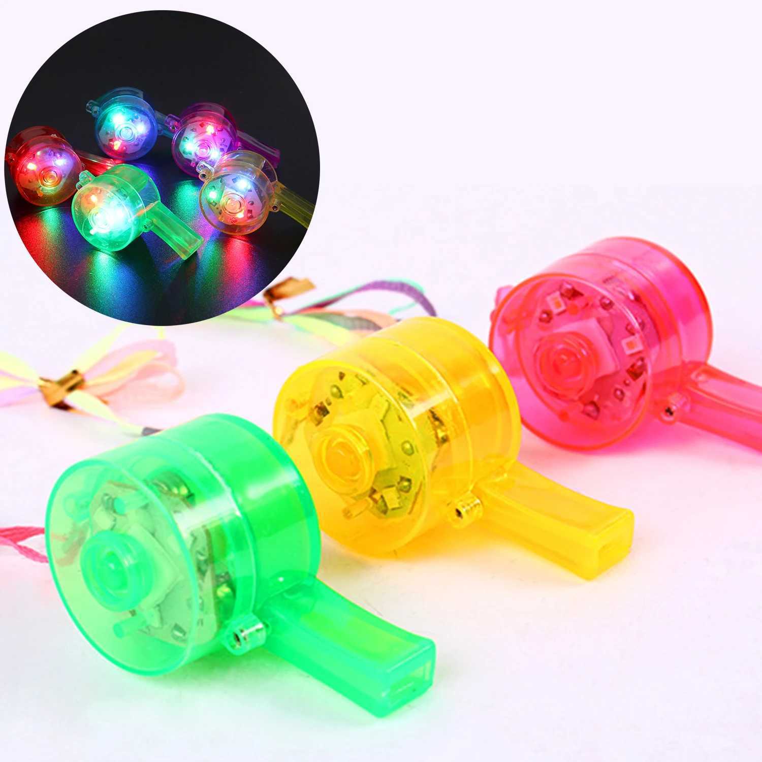 Led Rave Toy Luminous Whistle Toys Flashing Whistle Colorful Lanyard LED Light Up Fun In The Dark Party Rave Light Stick Toy for Kids 240410