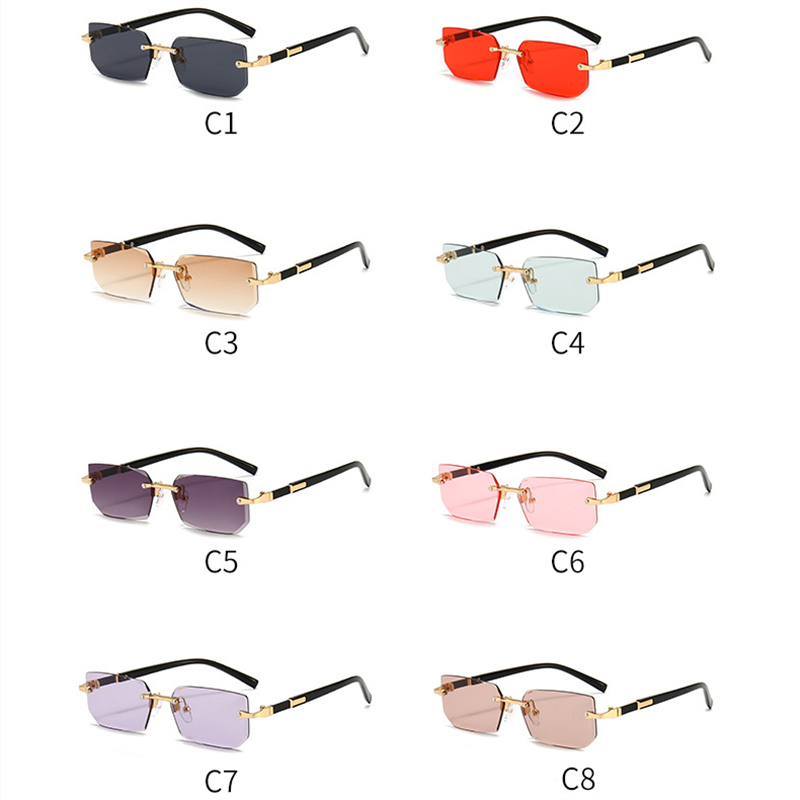 Lunettes de soleil carrées sans bordure rectangle Fashion Femmes populaires Men des hommes de petites verres de soleil pour mâle mâle voyage Cavallo Bianco CB