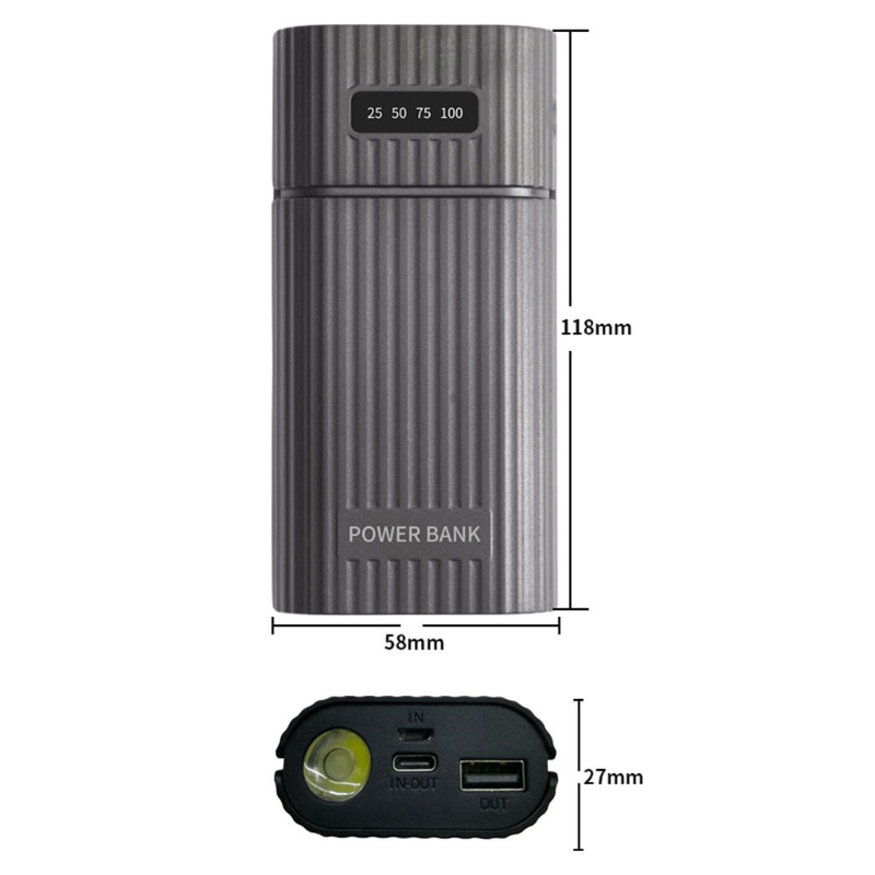 18650 20700 21700 Power Bank 10000mAh USB Tipo C Caja de almacenamiento de carga de batería de 5V sin batería para iPhone Xiaomi Huawei